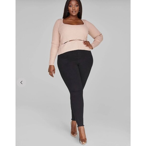 Fashion to Figure Ribbed Knit Sweater With Button Hem 3X - Picture 4 of 5